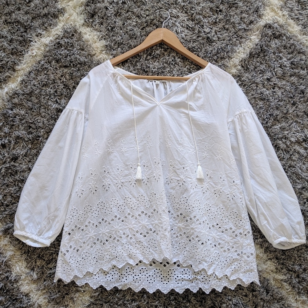 Madewell eyelet lattice top